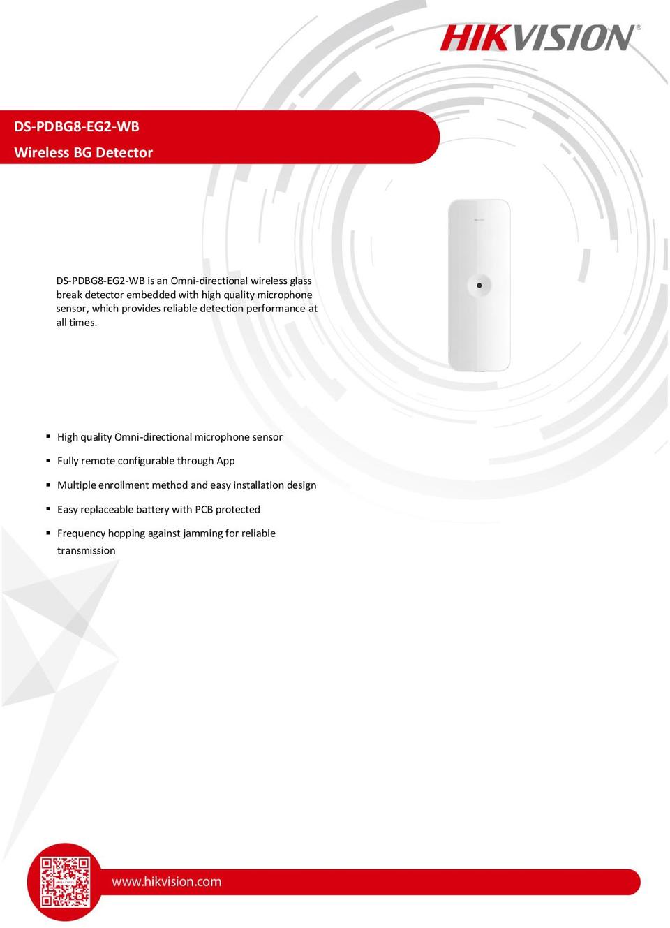 Hikvision DS-PDBG8-EG2-WB AX Pro Wireless Glass Break Detector 0